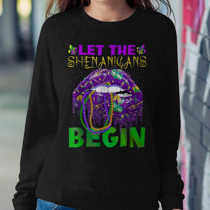 Let The Shenanigans Begin Mardi Gras Sexy Lips Men Women Women Crewneck Graphic Sweatshirt Funny Gifts
