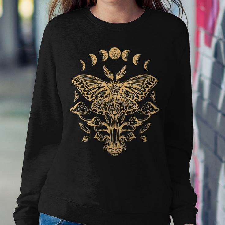 Luna Moth Phases Of The Moon Mushroom Cottagecore Women Crewneck Graphic Sweatshirt Funny Gifts