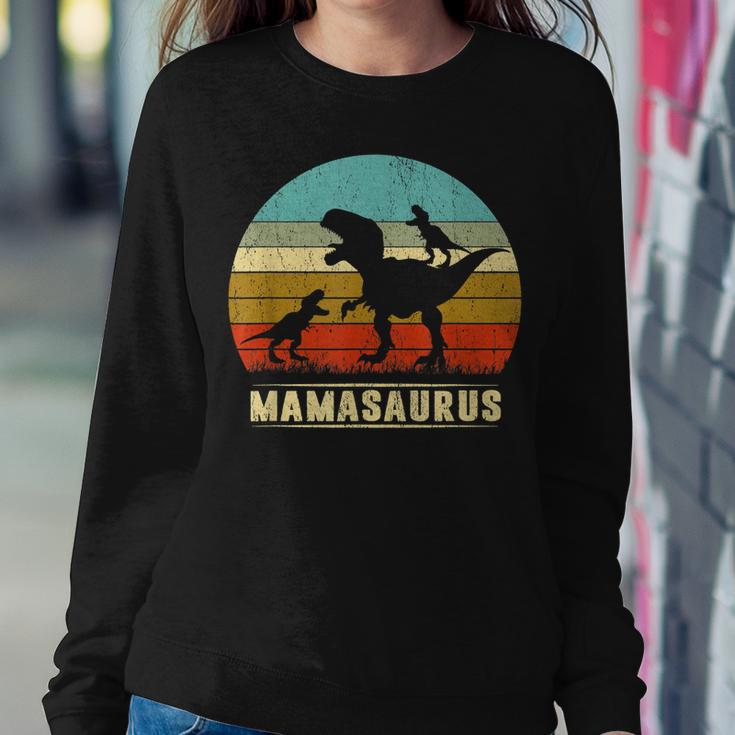Mama Dinosaur Mamasaurus 2 Two Kids Family Christmas Women Sweatshirt Unique Gifts