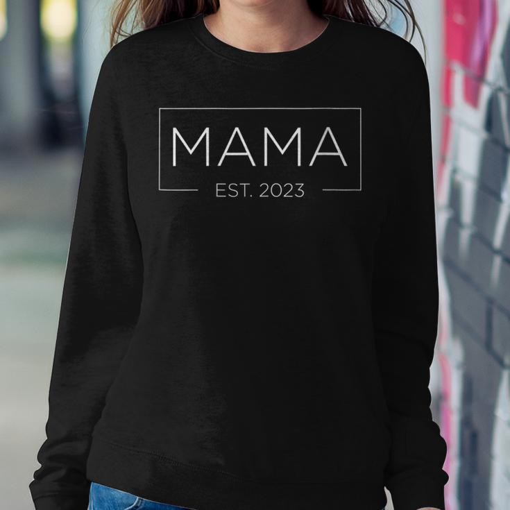 Womens Mama Est 2023 Promoted To Mommy 2023 Women Sweatshirt Unique Gifts