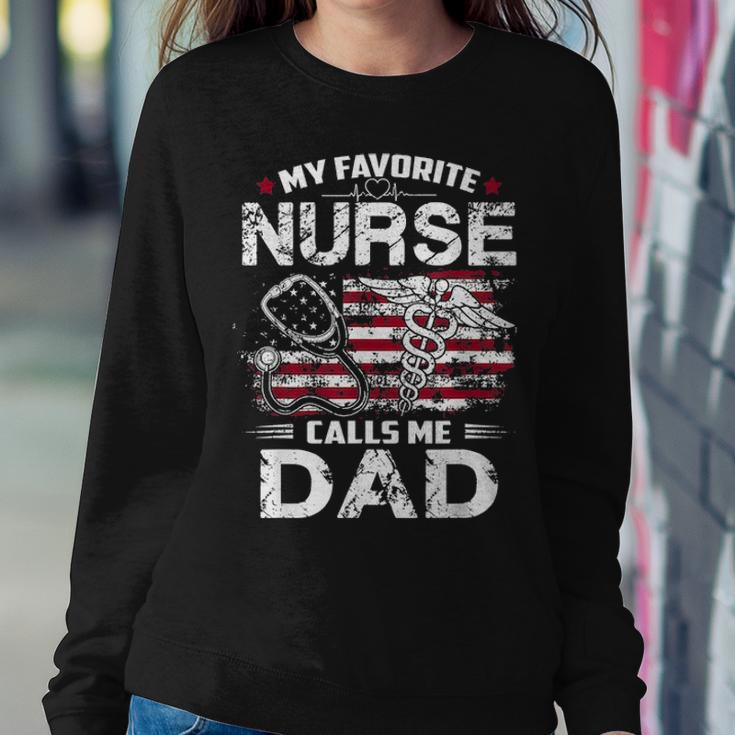 Mens My Favorite Nurse Calls Me Dad Fathers Day Gifts Papa V2 Women Crewneck Graphic Sweatshirt Funny Gifts