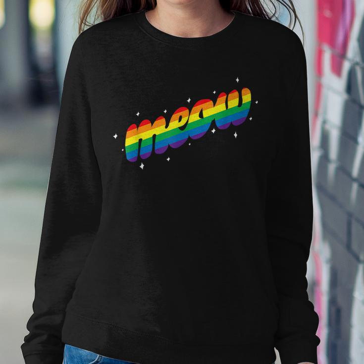 Meow Pride Lgbtq Equality Cat Daddy Cat Lover Rainbow Cats Women Crewneck Graphic Sweatshirt Personalized Gifts
