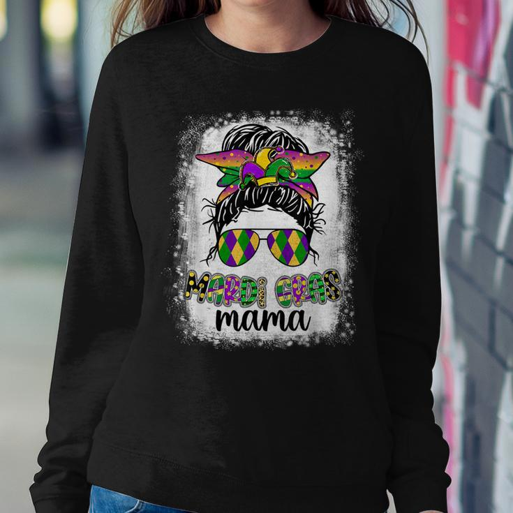 Messy Bun Hair Glasses New Orleans Carnival Mardi Gras Mama V2 Women Crewneck Graphic Sweatshirt Personalized Gifts