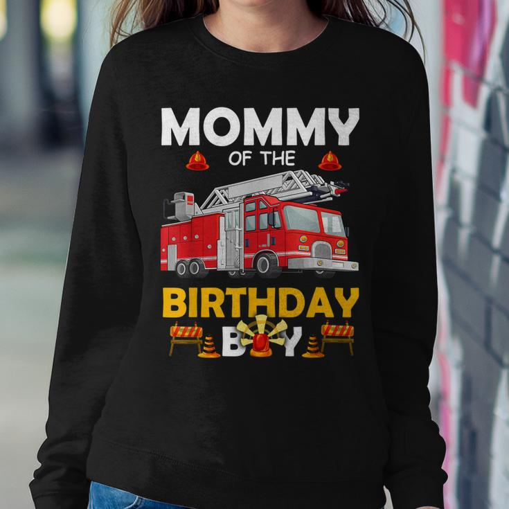 Mommy Of The Birthday Boy Fire Truck Firefighter Party Mom Women Crewneck Graphic Sweatshirt Funny Gifts