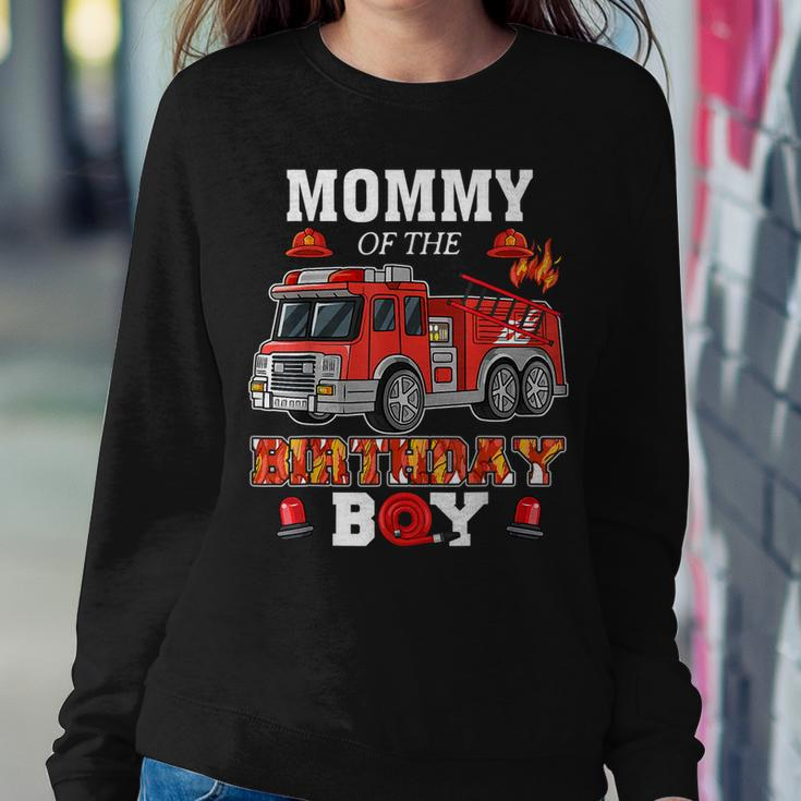 Mommy Of The Birthday Boy Firetruck Firefighter Party Women Crewneck Graphic Sweatshirt Funny Gifts