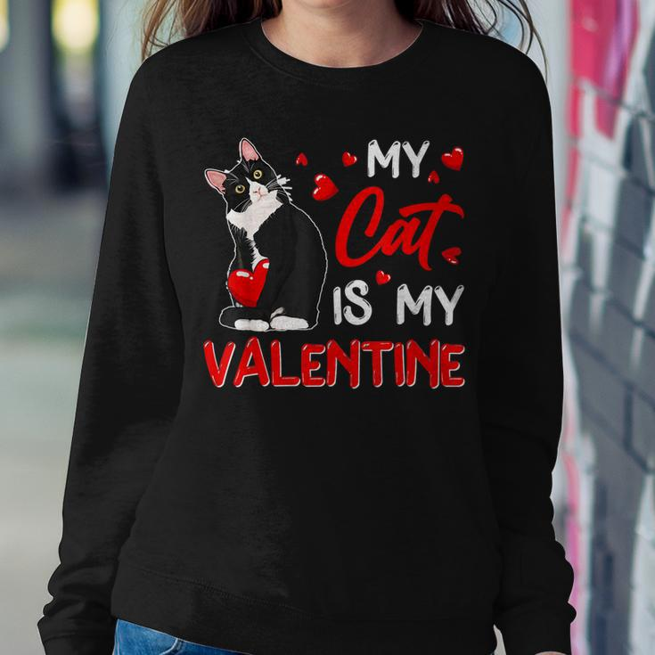 My Cat Is My Valentine Cute Valentines Day Cat Dad Cat Mom Women Crewneck Graphic Sweatshirt Funny Gifts