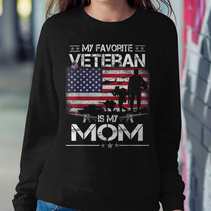 My Favorite Veteran Is My Mom - Flag Mother Veterans Day Women Crewneck Graphic Sweatshirt Funny Gifts