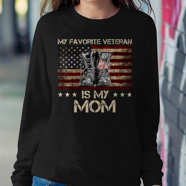 My Favorite Veteran Is My Mom Proud Son Veteran Mom Mother Women Crewneck Graphic Sweatshirt Funny Gifts