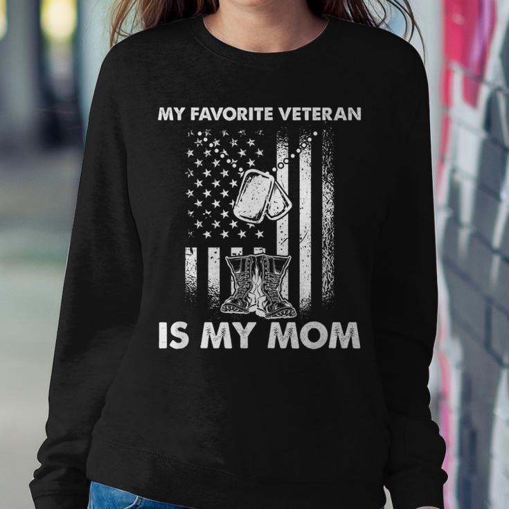My Favorite Veteran Is My Mom - Us Flag Veteran Mother Women Crewneck Graphic Sweatshirt Funny Gifts
