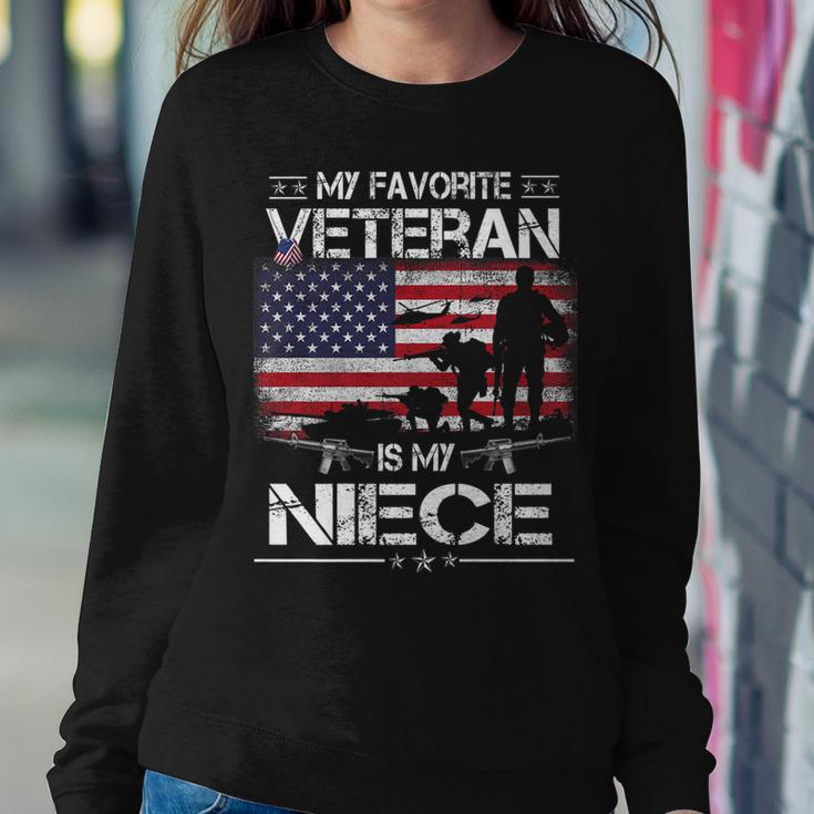 My Favorite Veteran Is My Niece - Flag Mother Veterans Day Women Crewneck Graphic Sweatshirt Funny Gifts