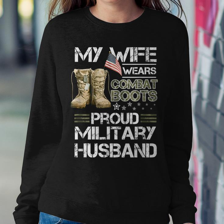 My Wife Wears Combat Boots Proud Military Husband Women Crewneck Graphic Sweatshirt Funny Gifts