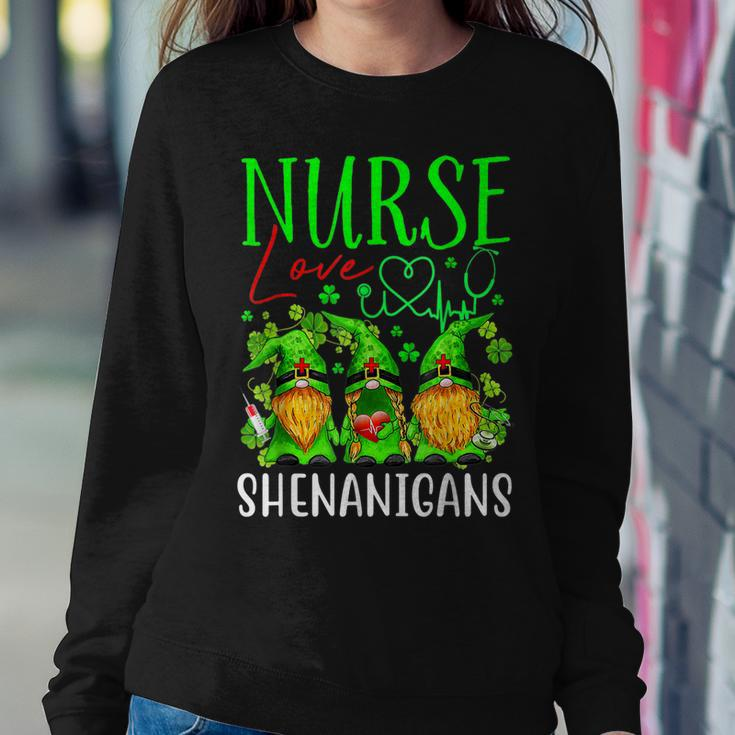 Nurses Love Shenanigans Funny Gnomes Nurse St Patricks Day V3 Women Crewneck Graphic Sweatshirt Funny Gifts