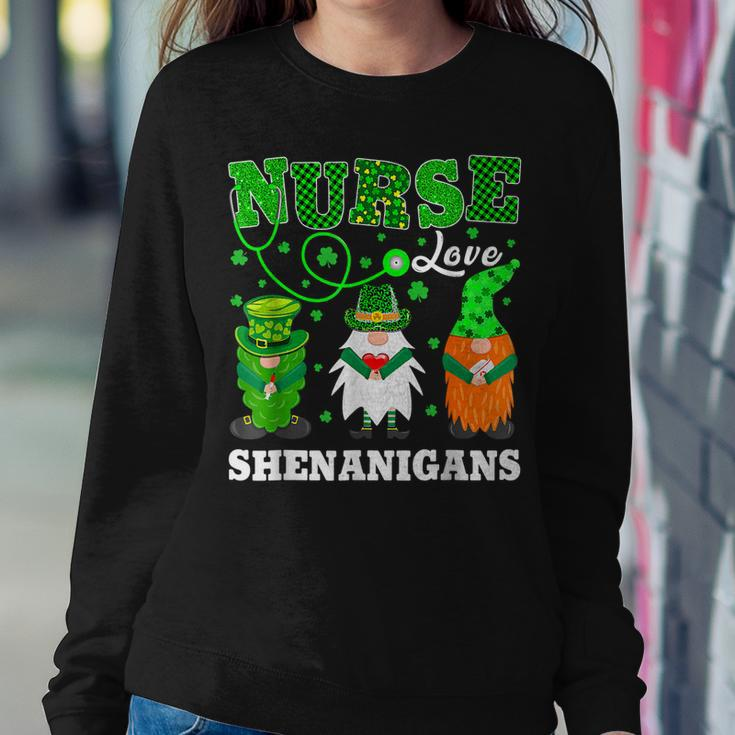 Nurses Love Shenanigans Funny Gnomes Nurse St Patricks Day V5 Women Crewneck Graphic Sweatshirt Funny Gifts