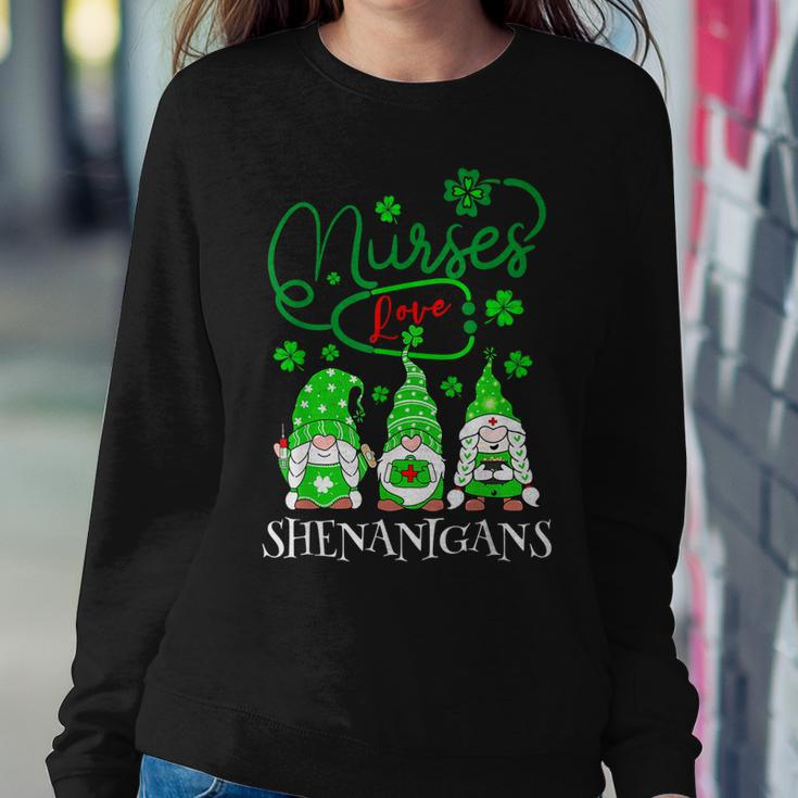 Nurses Love Shenanigans Funny Gnomes Nurse St Patricks Day Women Crewneck Graphic Sweatshirt Personalized Gifts