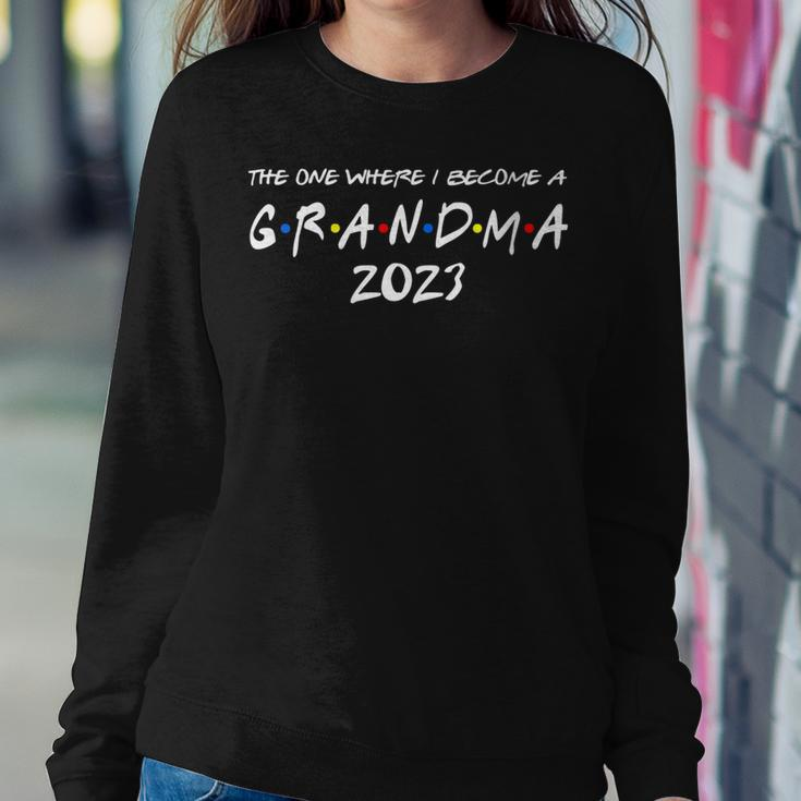Womens The One Where I Become A Grandma 2023 Promoted To Nana 2023 Women Sweatshirt Unique Gifts