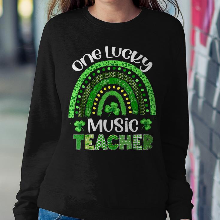 One Lucky Music Teacher Rainbow Shamrock St Patricks Day Women Crewneck Graphic Sweatshirt Personalized Gifts