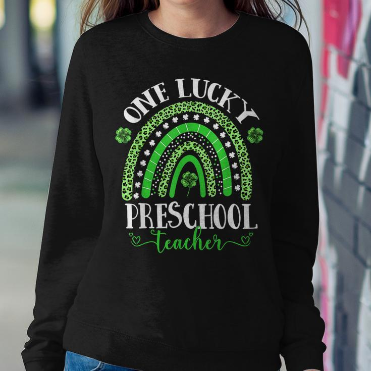 One Lucky Preschool Teacher St Patricks Day Funny Rainbow Women Crewneck Graphic Sweatshirt Funny Gifts