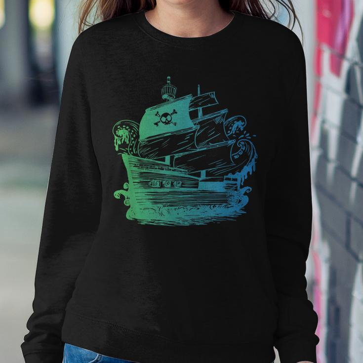 Pirate Ship Men Women Kids Nautical Boat Women Crewneck Graphic Sweatshirt Funny Gifts