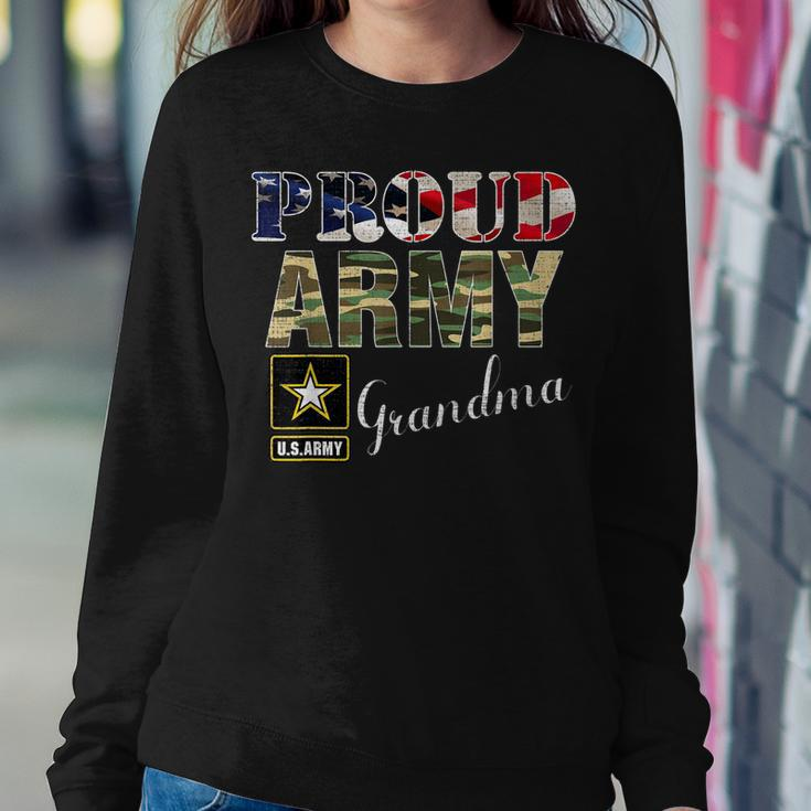 Proud Army Grandma With American Flag Gift Veteran Day Women Crewneck Graphic Sweatshirt Funny Gifts