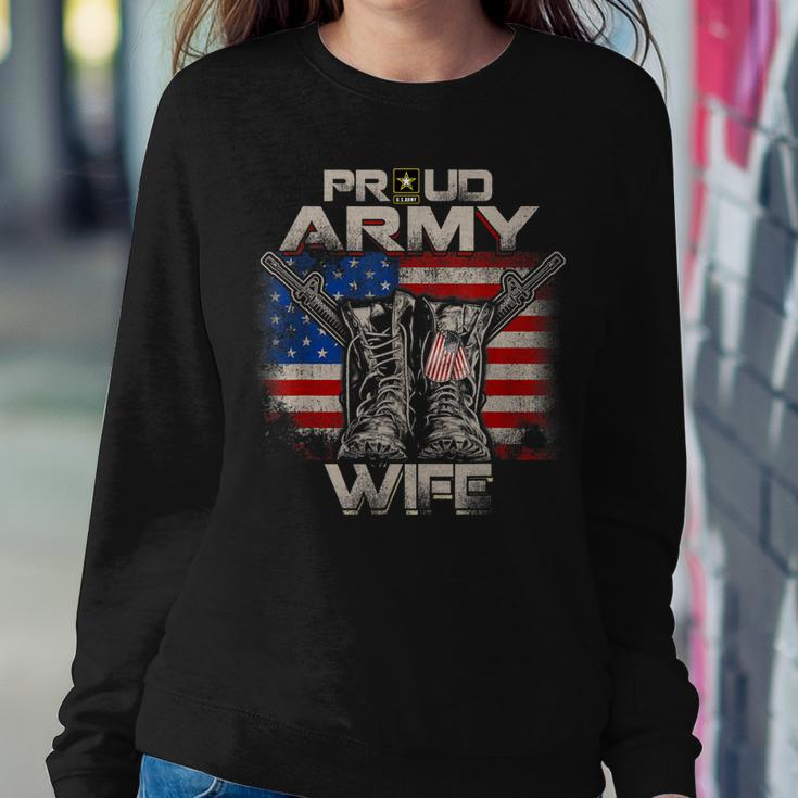 Proud Army Wife America Flag Us Military Pride Women Sweatshirt Unique Gifts