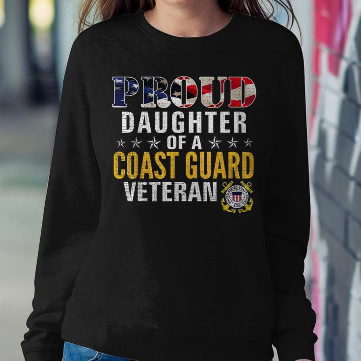 Proud Daughter Of A Coast Guard Veteran American Flag Gift Women Crewneck Graphic Sweatshirt Funny Gifts