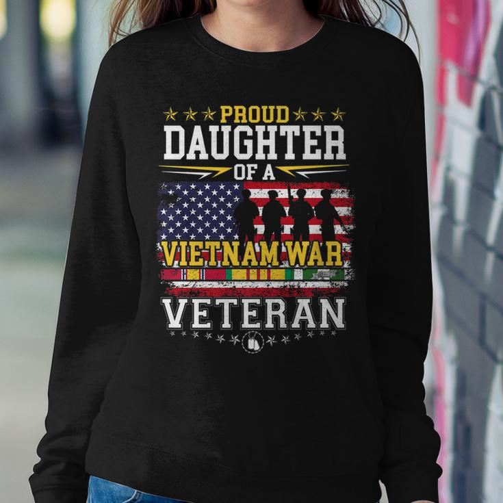 Proud Daughter Vietnam War Veteran Matching With Dad Women Crewneck Graphic Sweatshirt Funny Gifts