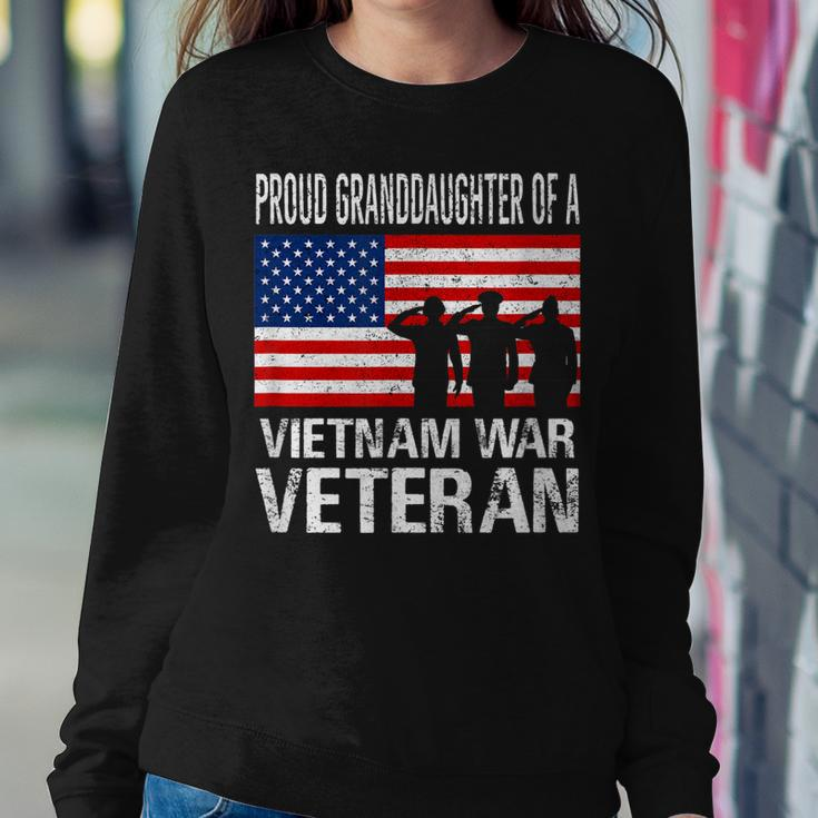 Proud Granddaughter Vietnam War Veteran Matching Grandfather Women Crewneck Graphic Sweatshirt Funny Gifts