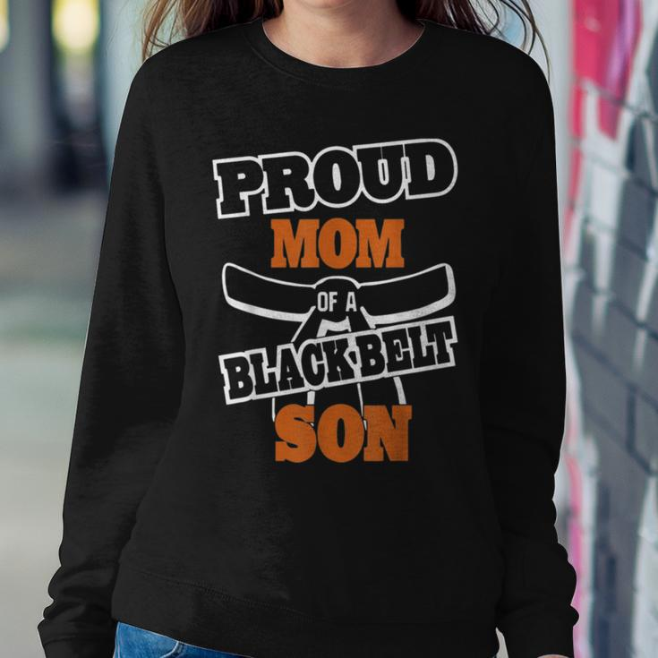 Proud Mom Of A Black Belt Son Karate Mom Women Sweatshirt Unique Gifts