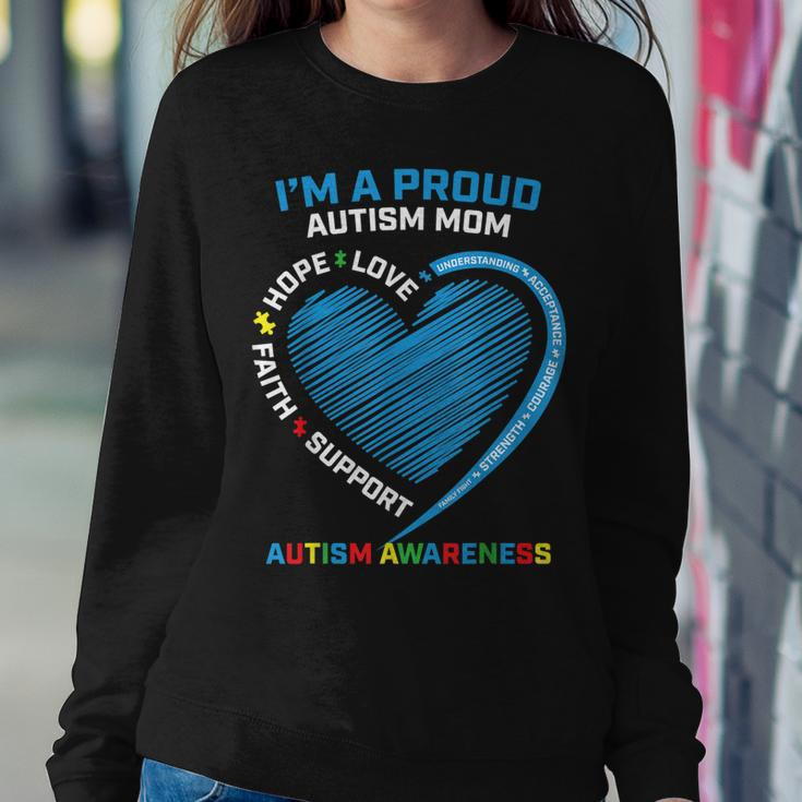 Puzzle Piece Heart Awareness Daughter Son Proud Autism Mom Women Crewneck Graphic Sweatshirt Funny Gifts