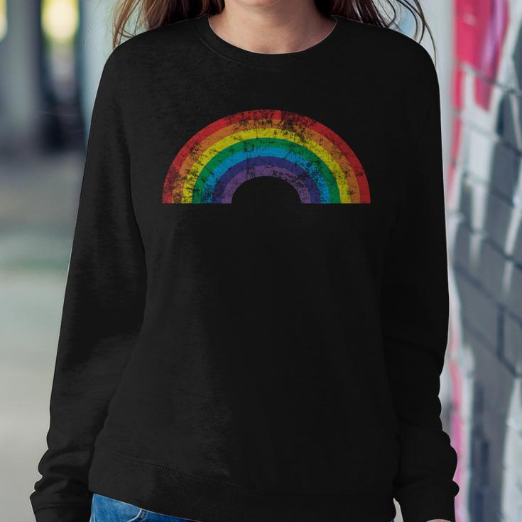 Rainbow Vintage Retro 70S 80S Style Gift Men Women Women Crewneck Graphic Sweatshirt Funny Gifts
