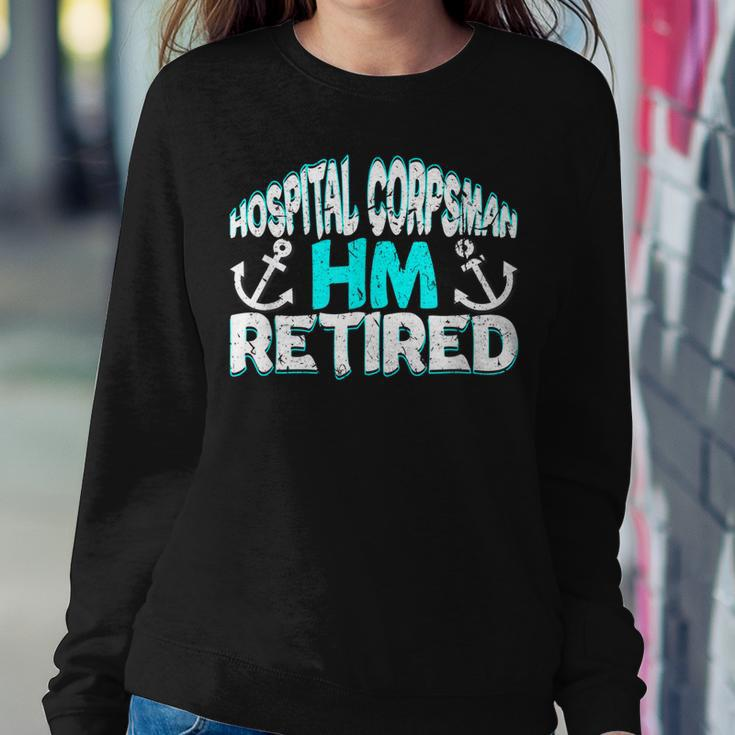 Retired Navy Hospital Corpsman Retirement Gift Military Women Crewneck Graphic Sweatshirt Funny Gifts
