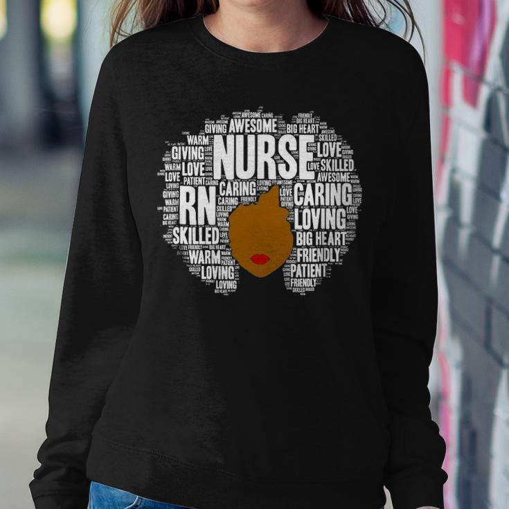 Rn Nurse Afro Word Art Gift African American Nurses Women Crewneck Graphic Sweatshirt Funny Gifts