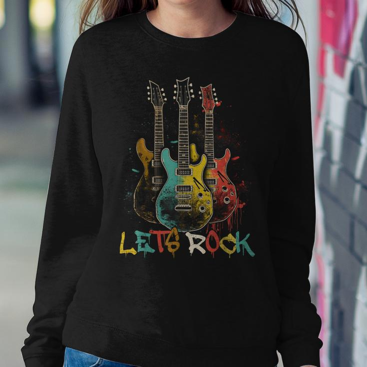 Lets Rock Rock N Roll Guitar Retro Graphic For Men Women Women Sweatshirt Unique Gifts