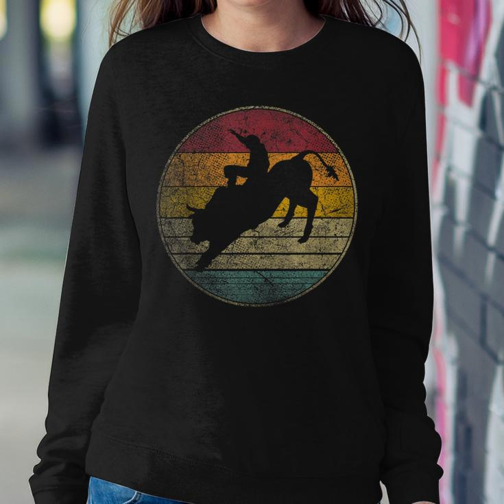 Rodeo Retro Style Bull Riding Cowboy Horse Men Women Kids Women Crewneck Graphic Sweatshirt Funny Gifts