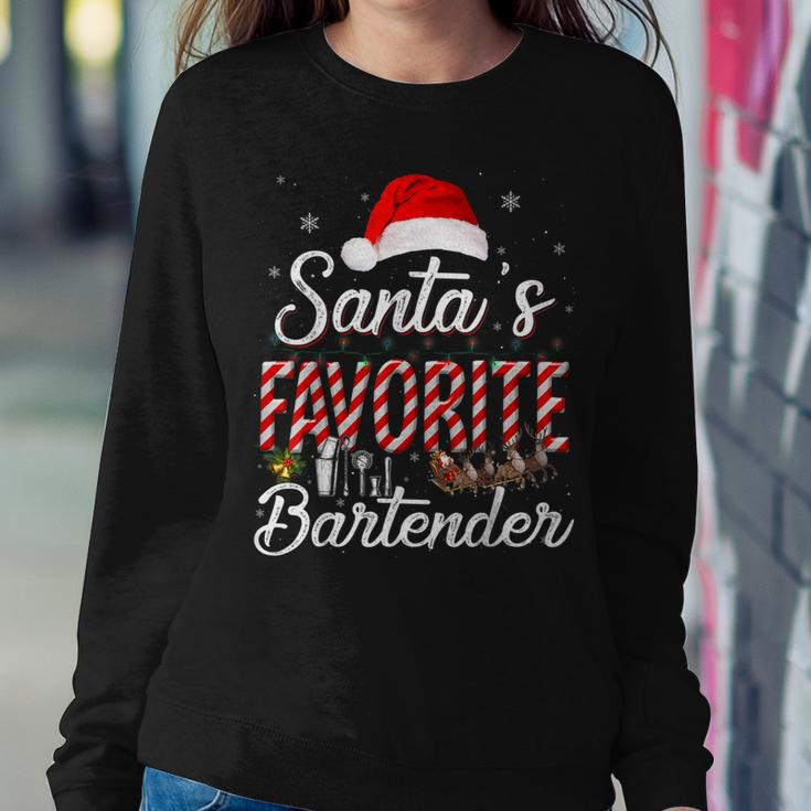 Santas Favorite Bartender Santa Christmas Hat In Snow Women Sweatshirt Unique Gifts