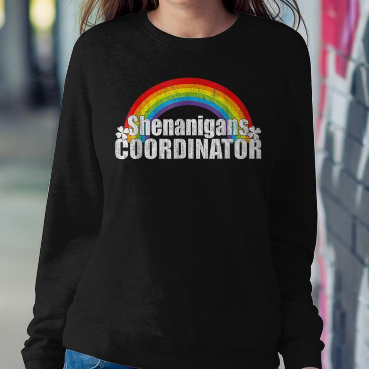 Shenanigans Coordinator Rainbow St Patricks Day Teacher V8 Women Crewneck Graphic Sweatshirt Funny Gifts