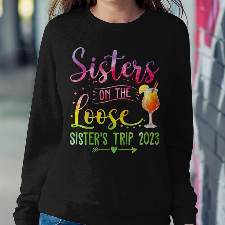 Sisters On The Loose Tie Dye Sisters Weekend Trip 2023 Women Crewneck Graphic Sweatshirt Personalized Gifts