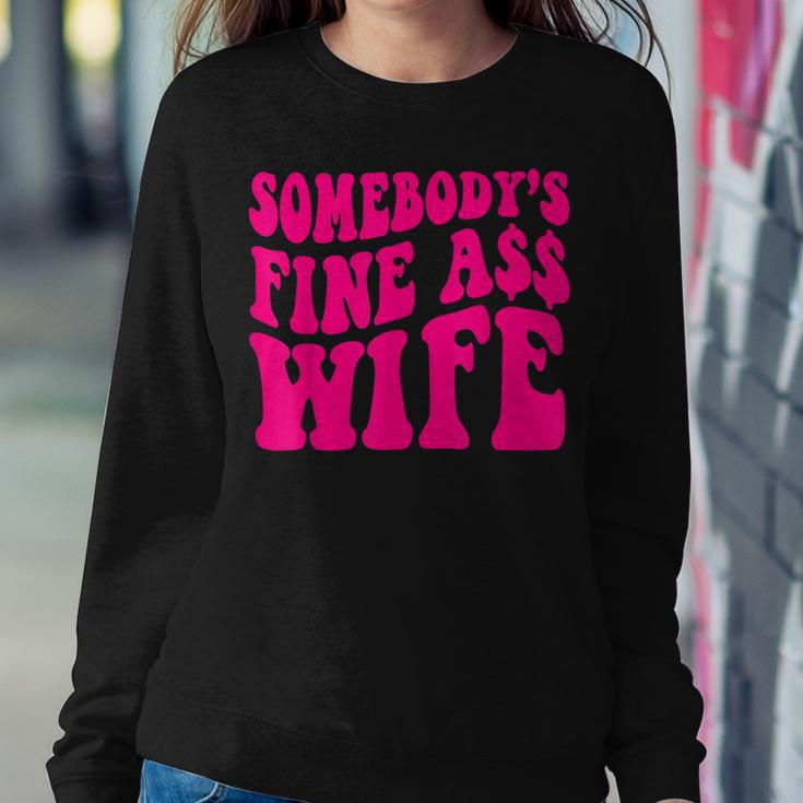 Somebodys Fine As Wife Funny Mama Mom Saying Cute Retro Women Crewneck Graphic Sweatshirt Funny Gifts