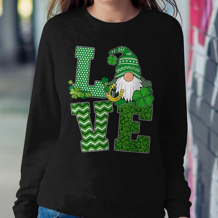 St Patricks Day Love Gnomes Shamrock Horseshoe Irish Gnome Women Crewneck Graphic Sweatshirt Personalized Gifts