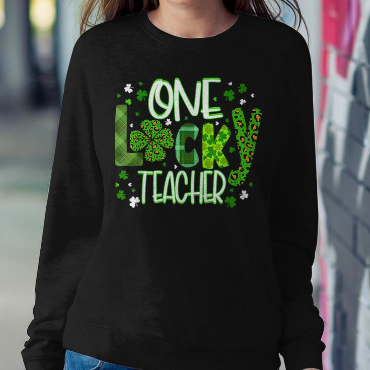 St Patricks Day Teacher Life Irish Lucky Plaid Shamrock Women Crewneck Graphic Sweatshirt Funny Gifts