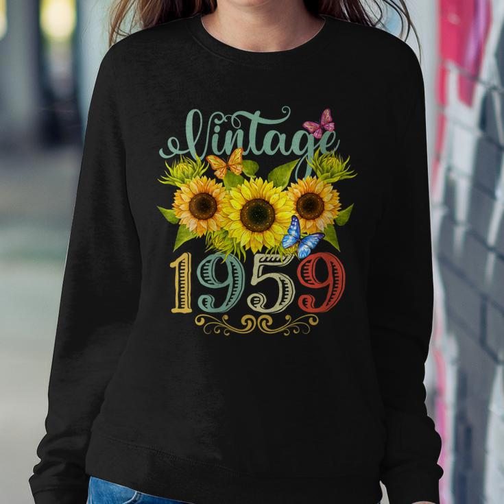 Womens Sunflower Floral Butterfly Vintage 1959 64Th Birthday Women Sweatshirt Unique Gifts