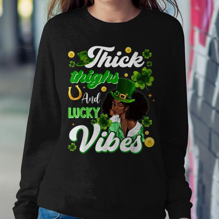 Thick Thighs Lucky Vibes St Patricks Day Melanin Black Women Women Sweatshirt Unique Gifts