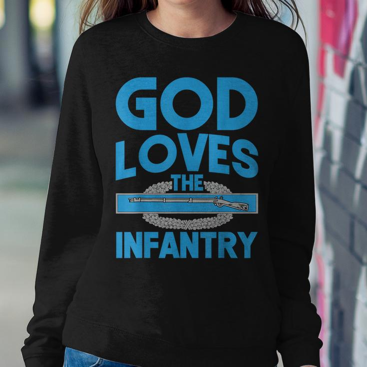 Us Army 11B God Loves The Infantry Combat Infantry Badge Cib Women Crewneck Graphic Sweatshirt Funny Gifts