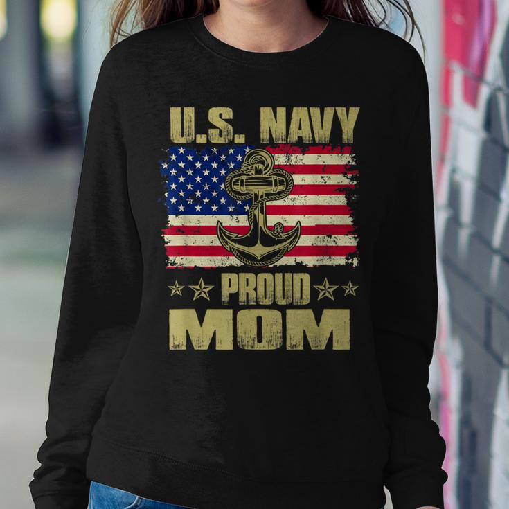 Us Navy Proud Mom With American Flag 4Th Of July Veteran Day Women Crewneck Graphic Sweatshirt Personalized Gifts