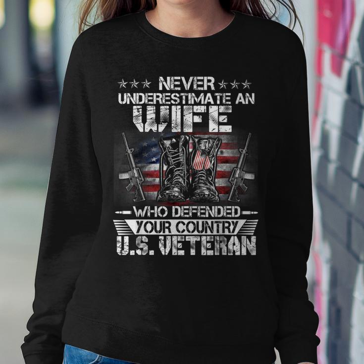 Us Veteran Wife Veterans Day Us Patriot Patriotic Women Crewneck Graphic Sweatshirt Funny Gifts