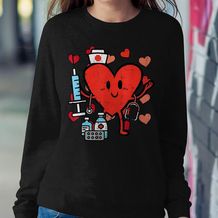 Valentines Day Nurse Heart Funny Nursing Scrub Top Rn Women Women Crewneck Graphic Sweatshirt Funny Gifts