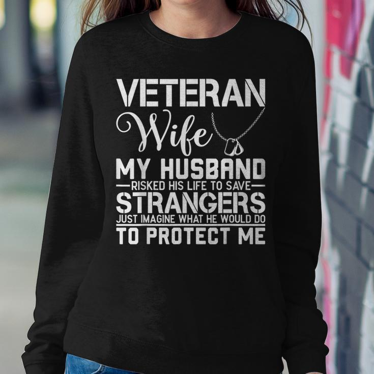 Veteran Wife Army Husband Soldier Saying Cool Military Gift V2 Women Crewneck Graphic Sweatshirt Funny Gifts