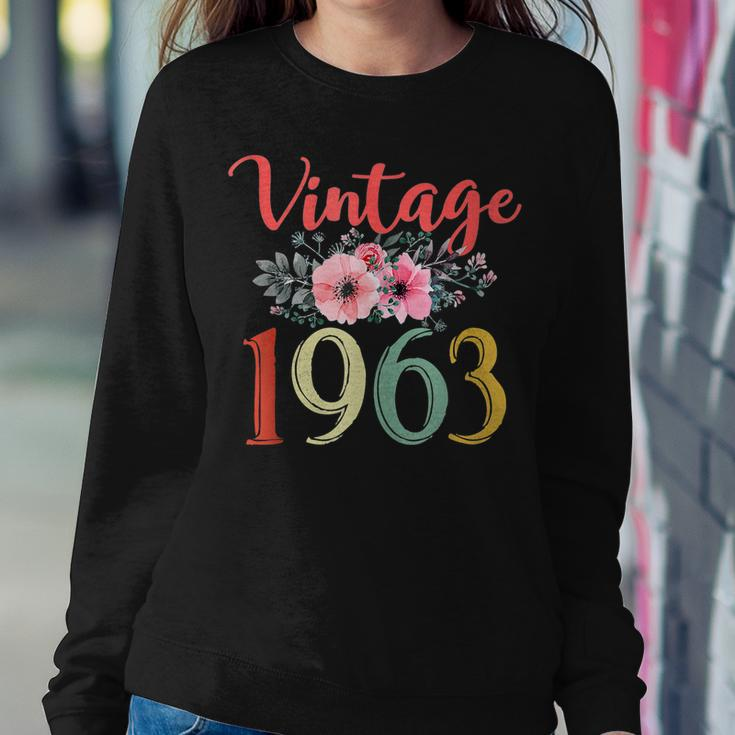 Vintage 1963 Floral Funny 60Th Birthday Awesome Since 1963 Women Crewneck Graphic Sweatshirt Funny Gifts