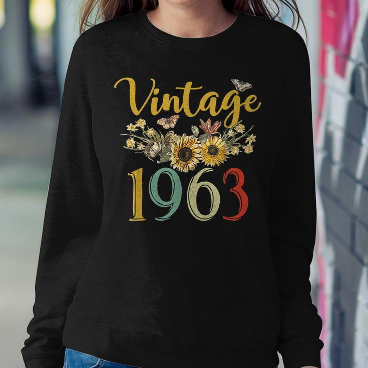 Vintage 1963 Sunflower 60Th Birthday Awesome Since 1963 Women Crewneck Graphic Sweatshirt Funny Gifts