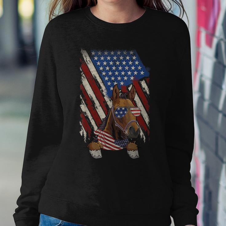 Vintage American Flag Horse Dad Mom Horse Lover 4Th Of July Women Sweatshirt Unique Gifts